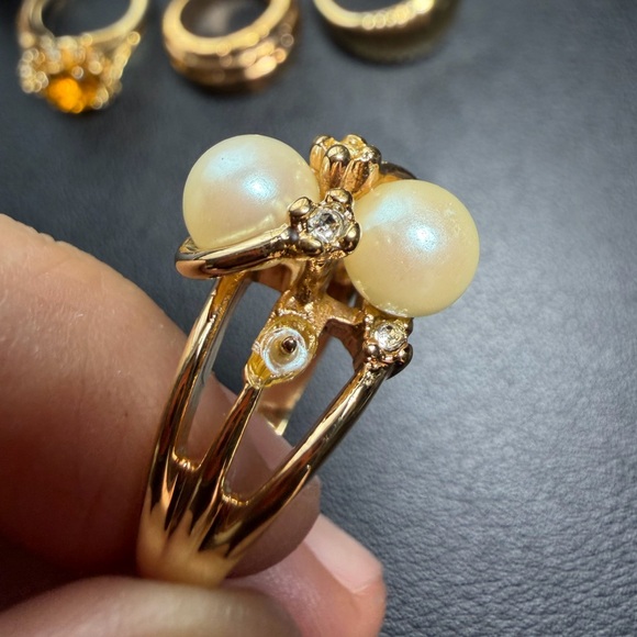 Set of Vintage Gold Tone Statement Ring Lot (7) - Picture 13 of 16